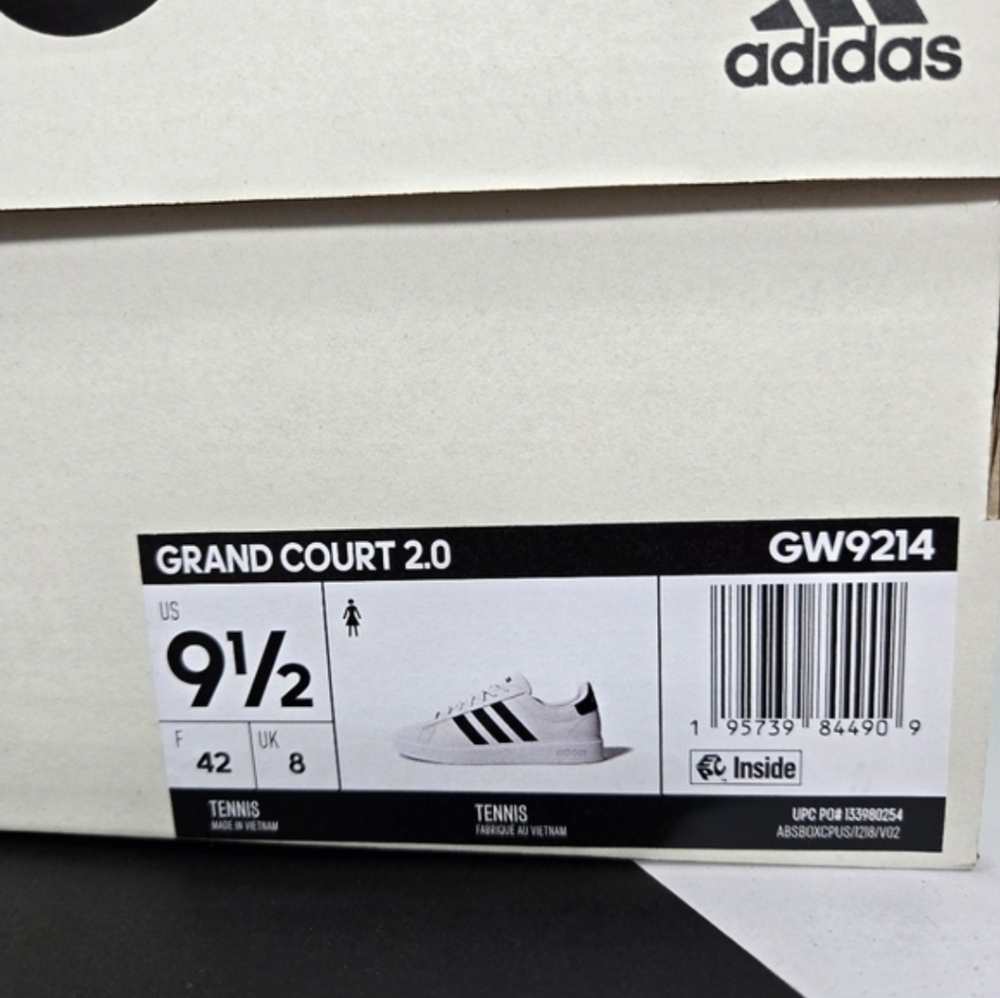adidas Grand Court Cloudfoam Lifestyle Court Comfort White Black Shoes Size 9.5 - Picture 8 of 8
